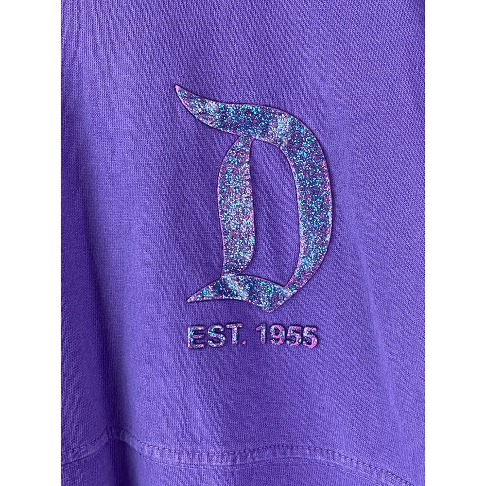 Disney Park Spirit Jersey M Purple Disneyland Resort Sparkle Puff Paint Spellout - Picture 4 of 9